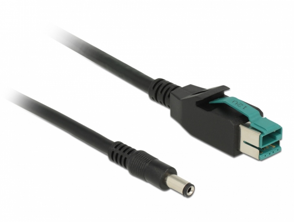Imagine Cablu PoweredUSB 12 V la DC 5.5 x 2.1 mm 2m pentru POS/terminale, Delock 85498
