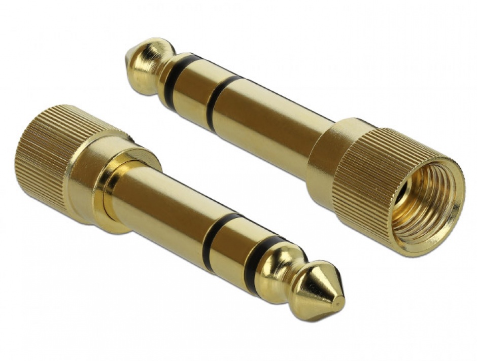 Imagine Cablu prelungitor jack stereo 3.5mm 3 pini T-M + adaptor cu surub 6.35 mm 0.5m, Delock 85779-2