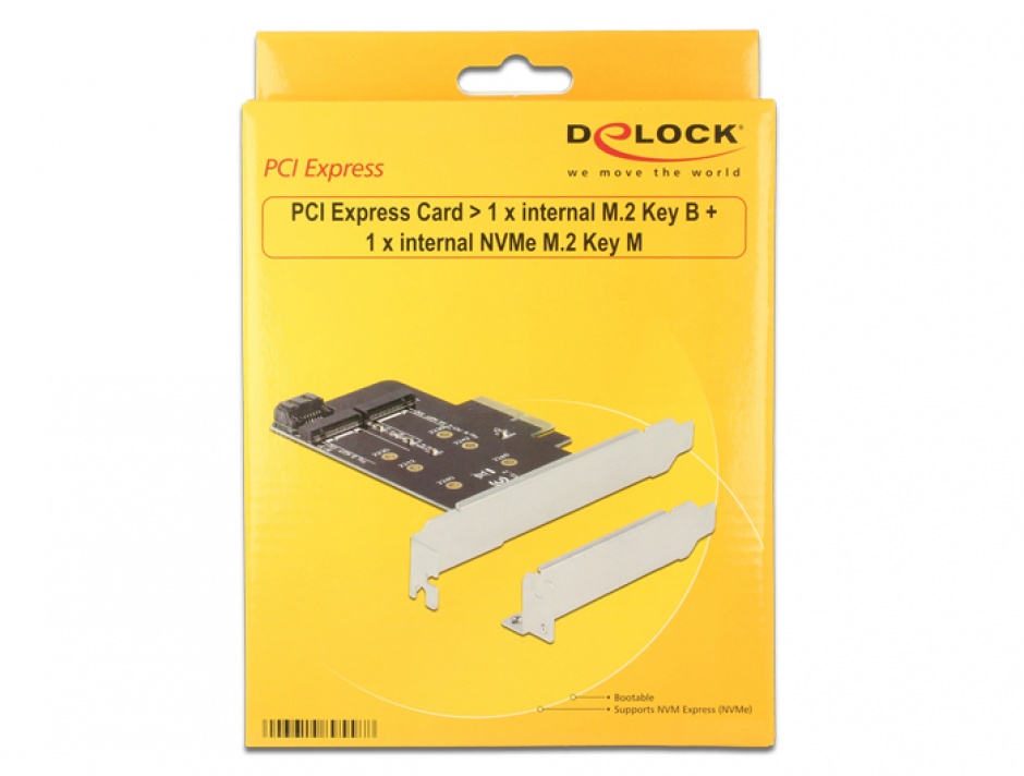 Imagine PCI Express cu 1 x M.2 Key B + 1 x NVMe M.2 Key M, Delock 89558