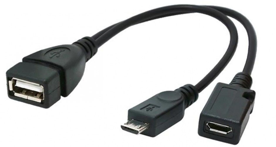 Imagine Adaptor USB-A M OTG la 2 x micro USB-B (T + M), Gembird A-OTG-AFBM-04