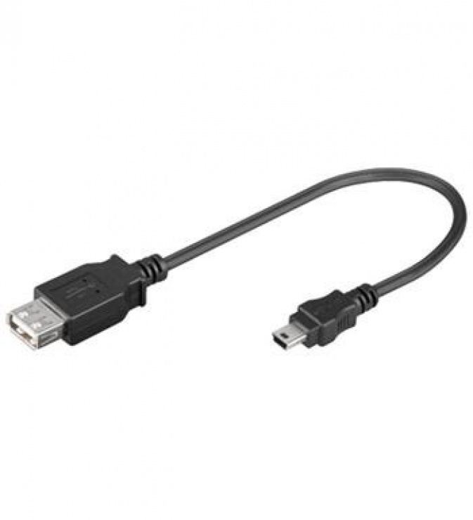 Imagine Adaptor mini USB-B OTG la USB-A Negru