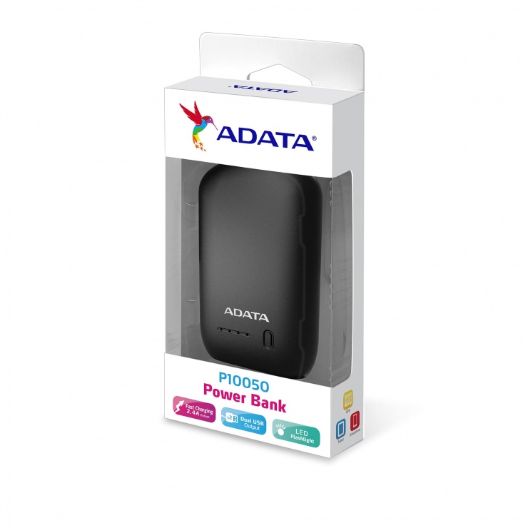 Imagine Power bank ADATA P10050 10.050 mAh 2 x USB + lanterna LED