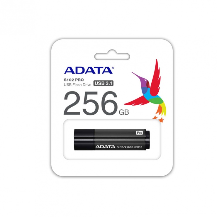 Imagine Stick USB 3.1 256GB carcasa din aluminiu Gri, ADATA S102 Pro-1