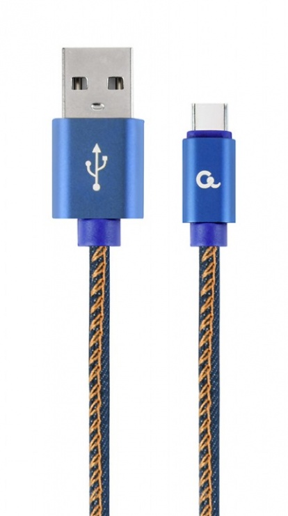 Imagine Cablu USB 2.0 la USB-C Premium jeans (denim) 2m, Gembird CC-USB2J-AMCM-2M-BL