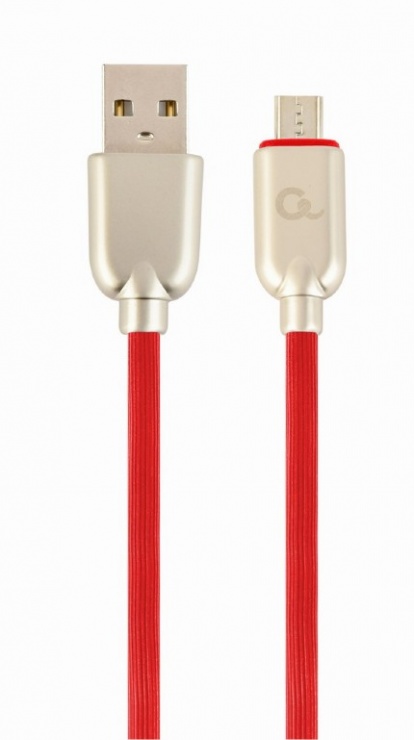 Imagine Cablu micro USB-B la USB 2.0 Premium 1m Rosu, Gembird CC-USB2R-AMmBM-1M-R