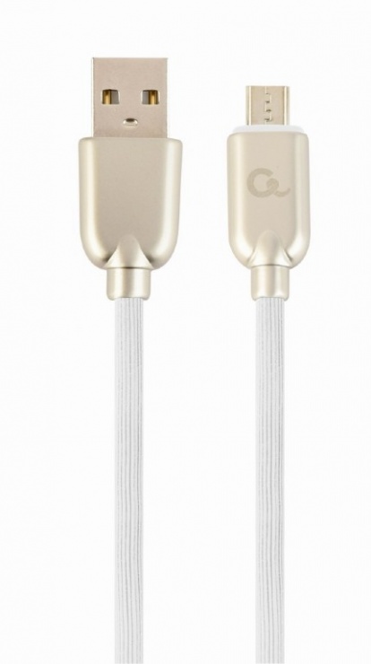 Imagine Cablu micro USB-B la USB 2.0 Premium 2m Alb, Gembird CC-USB2R-AMmBM-2M-W
