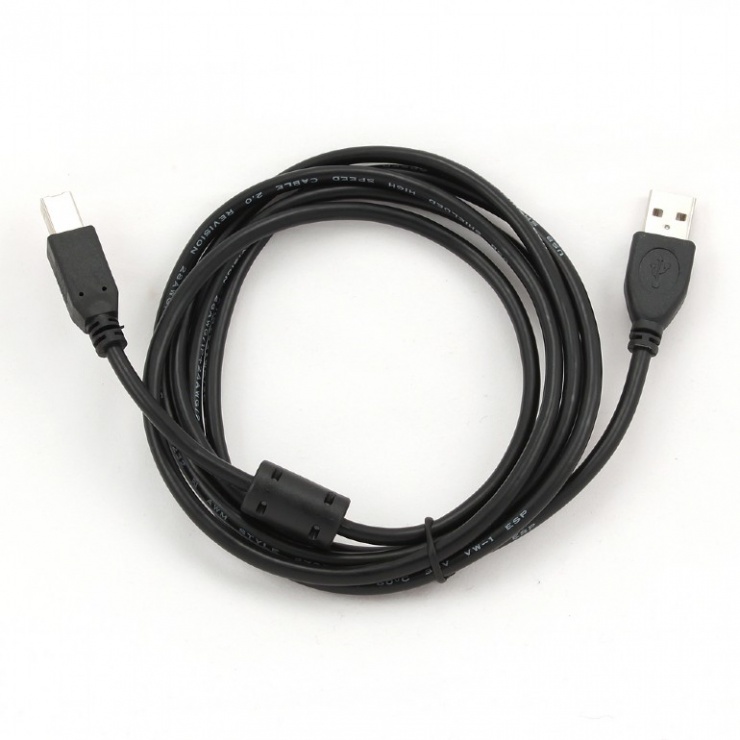 Imagine Cablu USB 2.0 A la B ferita 1.8m, Gembird CCF-USB2-AMBM-6-1