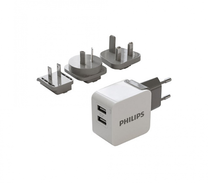 Imagine Incarcator priza 2 x USB 5V / 3.1A + adaptoare USA/UK/AU, Philips DLP2220/10
