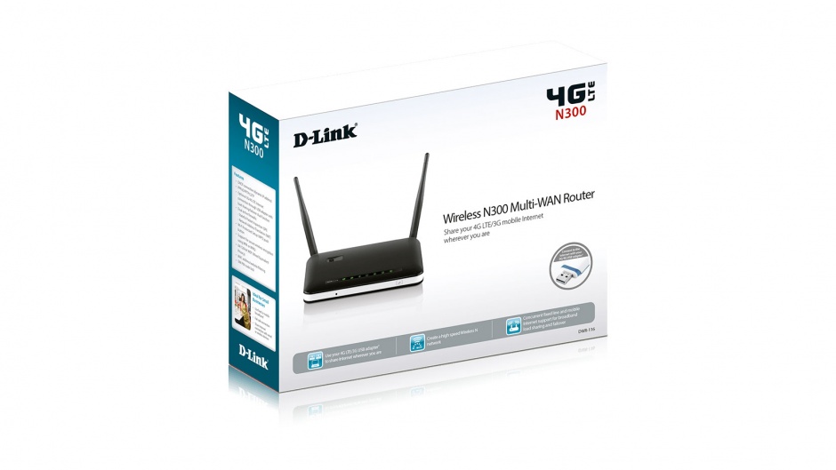 Imagine Router wireless. 4G LTE 2 antene 300Mbps, D-LINK DWR-116-3