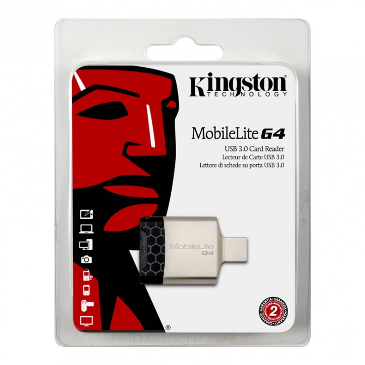 Imagine Cititor de carduri USB 3.0 la micro SD/SDHC/SDXC + SD, Kingston FCR-MLG4-2