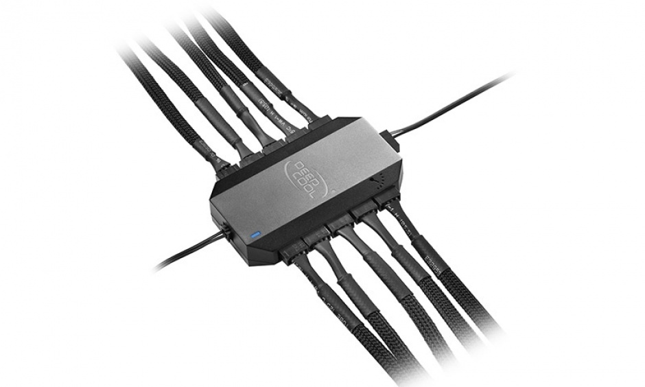 Imagine Adaptor (HUB) SATA 15 pini la 10 x ventilator 3/4 pini PWM, Deepcool FH-10-3