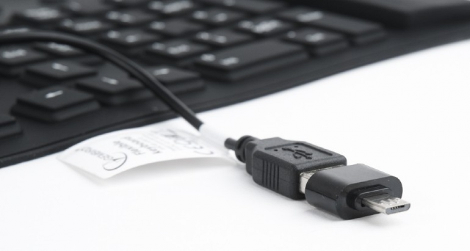 Imagine Tastatura flexibila USB cu adaptor OTG Negru, Gembird KB-109F-B-3