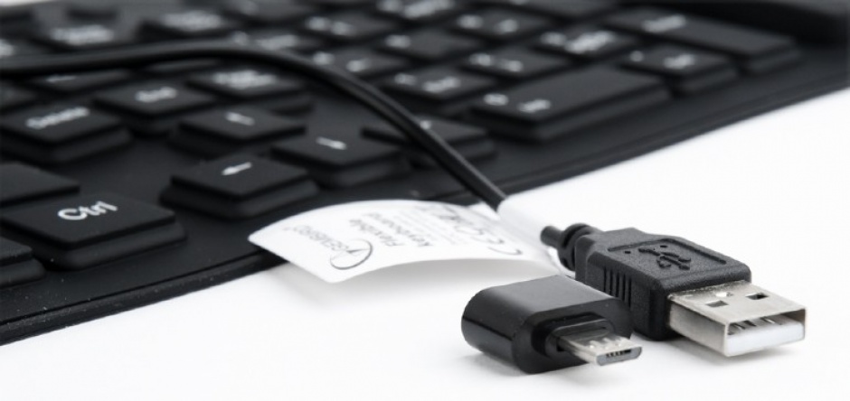 Imagine Tastatura flexibila USB cu adaptor OTG Negru, Gembird KB-109F-B-4