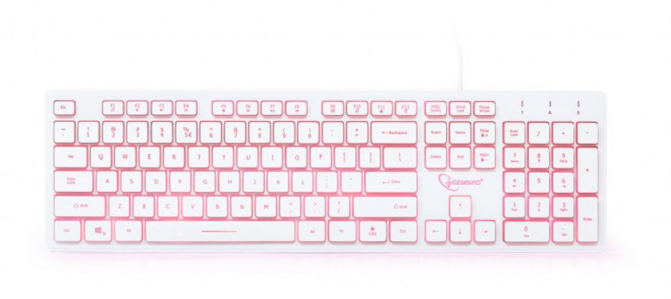 Imagine Tastatura USB Multimedia backlight 3 culori Alba, Gembird KB-UML3-01-W 