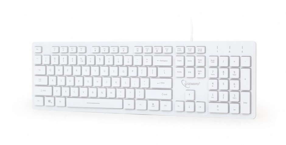 Imagine Tastatura USB Multimedia backlight 3 culori Alba, Gembird KB-UML3-01-W 