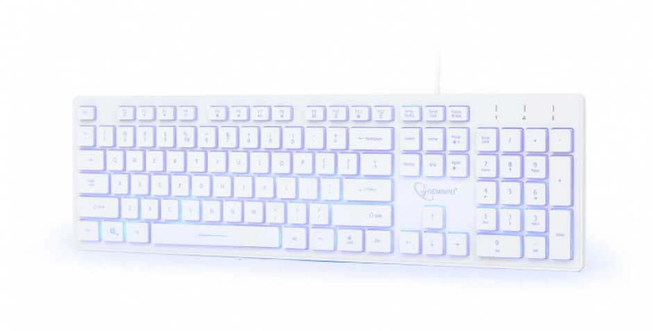 Imagine Tastatura USB Multimedia backlight 3 culori Alba, Gembird KB-UML3-01-W 