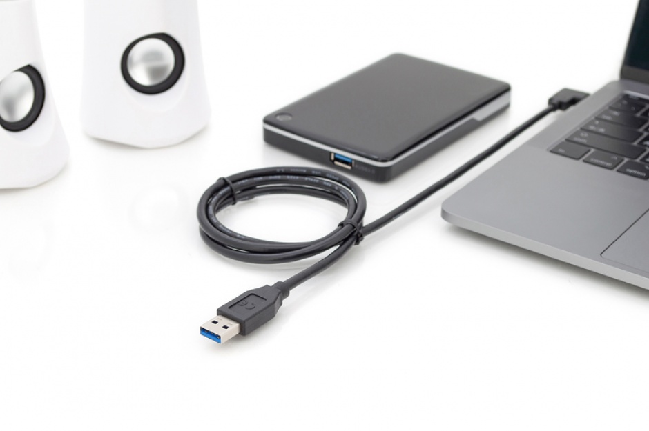 Imagine Cablu USB 3.1 tip C unghi la USB-A T-T 3A 1m Negru, Digitus AK-300147-010-S