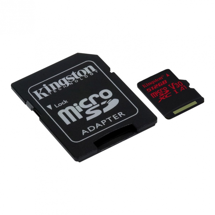 Imagine Card de memorie micro SDXC 512GB + adaptor SD Canvas React, Kingston SDCR/512GB-1