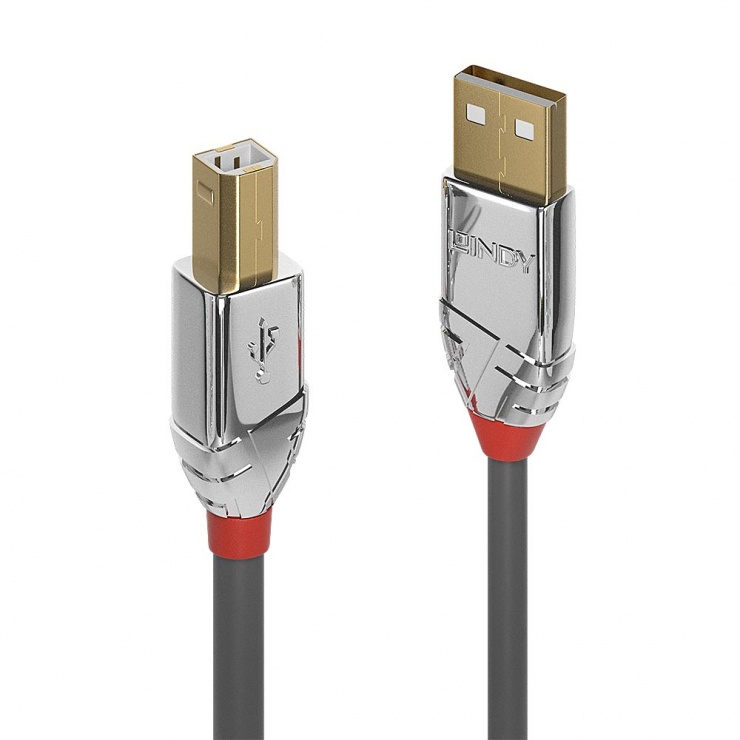 Imagine Cablu USB 2.0 tip A la tip B Cromo Line T-T 0.5m, Lindy L36640