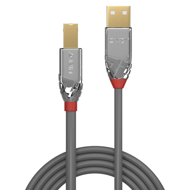 Imagine Cablu USB 2.0 tip A la tip B 2m Cromo Line, Lindy L36642-1