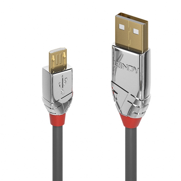 Imagine Cablu USB 2.0 la micro USB-B Cromo Line T-T 0.5m, Lindy L36650