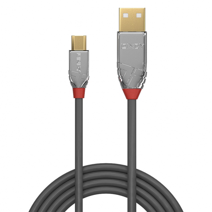 Imagine Cablu USB 2.0 la micro USB-B Cromo Line T-T 2m, Lindy L36652-1