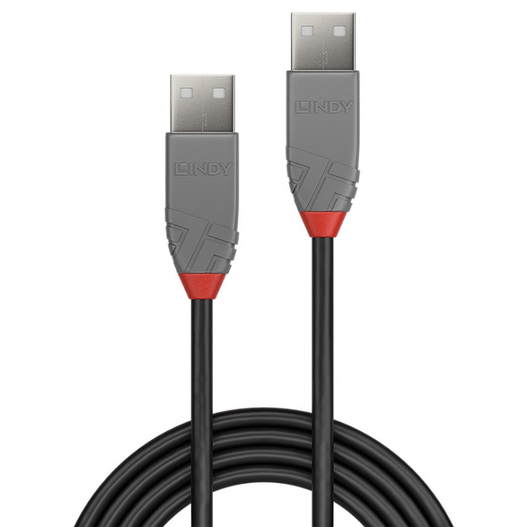 Imagine Cablu USB 2.0-A T-T 1m Anthra Line Gri, Lindy L36692-1