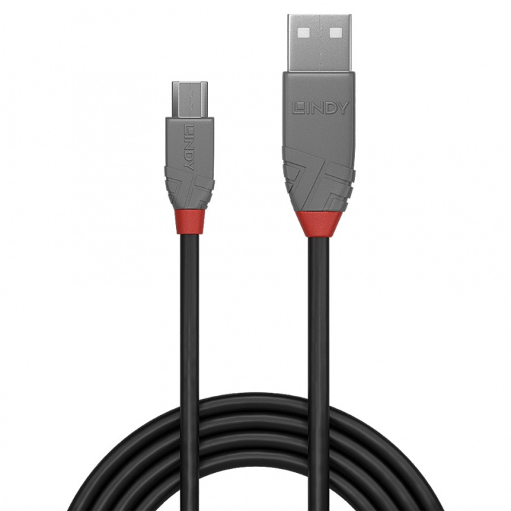 Imagine Cablu USB 2.0 la micro USB-B 3m T-T Anthra Line, Lindy L36734-1