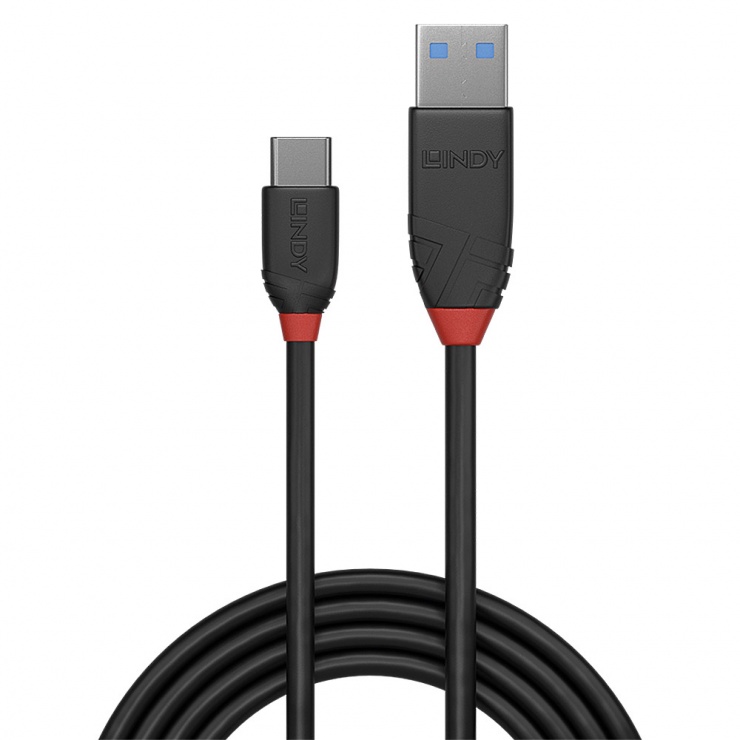 Imagine Cablu USB 3.1 tip A la tip C T-T 3A 0.5m Black Line, Lindy L36915-1