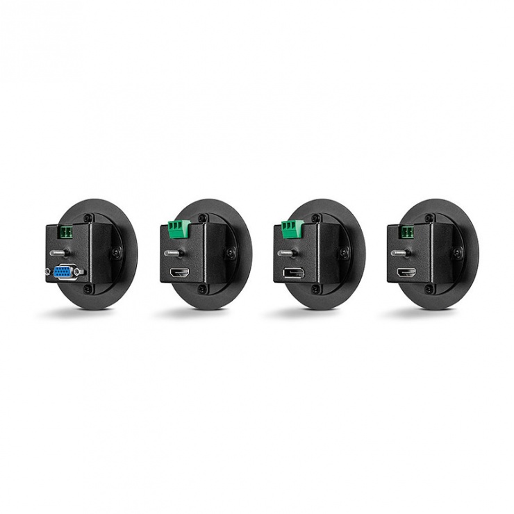 Imagine Switch HDMI / DisplayPort / VGA + audio la HDMI 4K@60Hz cu kit Table Grommet, Lindy L38282-2