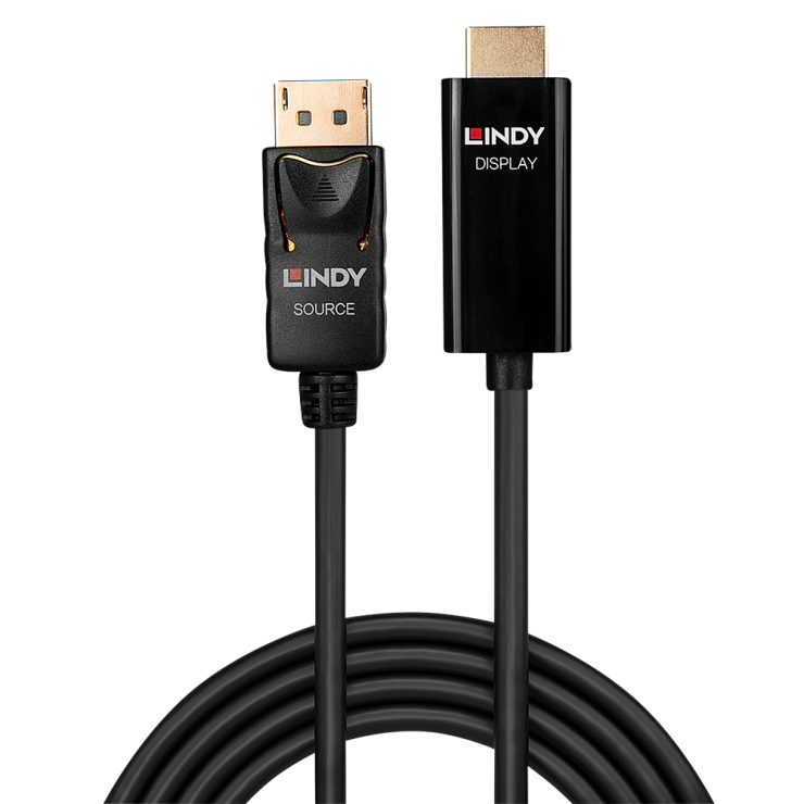 Imagine Cablu DisplayPort 1.2 la HDMI v2.0 4K T-T activ 2m, Lindy L40916-1