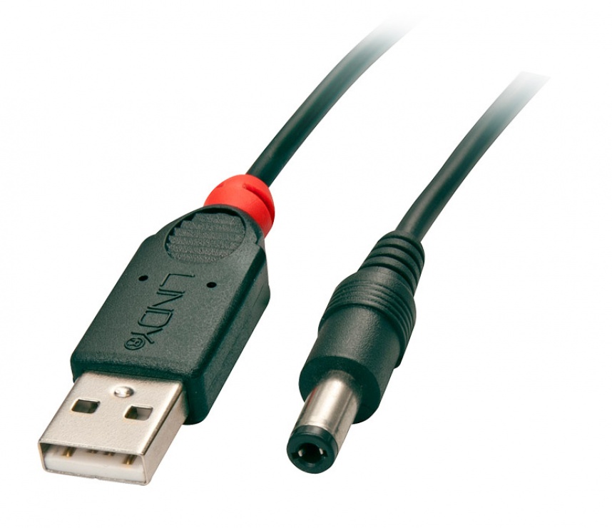 Imagine Cablu de alimentare USB la DC 5.5mm/2.5mm 1.5m, Lindy L70267
