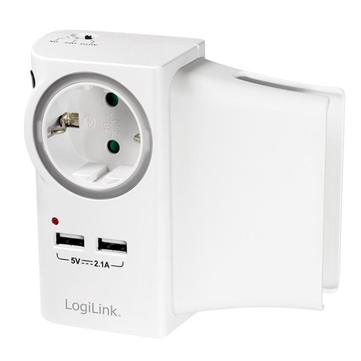 Imagine Incarcator priza cu 2 x USB 5V/2.1A si suport telefon, Logilink PA0165