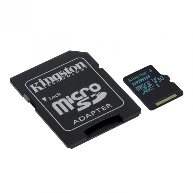 Imagine Card de memorie micro SDXC + adaptor SD 128GB clasa 10 UHS-I, Kingston SDCG2/128GB-1