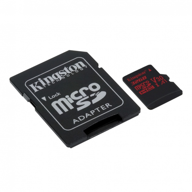 Imagine Card de memorie micro SDHC 32GB + adaptor SD Canvas React, Kingston SDCR/32GB-1