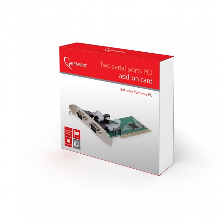 Imagine Placa PCI la 2 porturi serial RS232, Gembird SPC-1-2