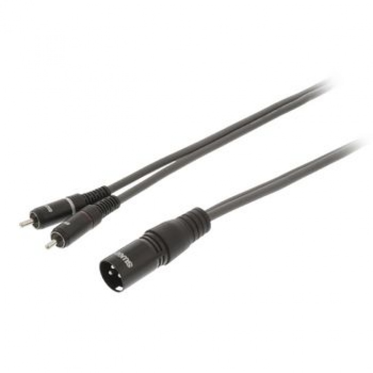 Imagine Cablu audio XLR 3 pini la 2 x RCA T-T 1.5m Gri, SWEEX SWOP15200E15