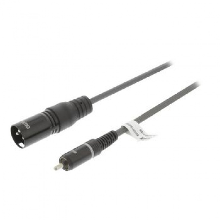 Imagine Cablu audio mono XLR 3 pini la RCA T-T 1.5m Gri, SWEEX SWOP15205E15