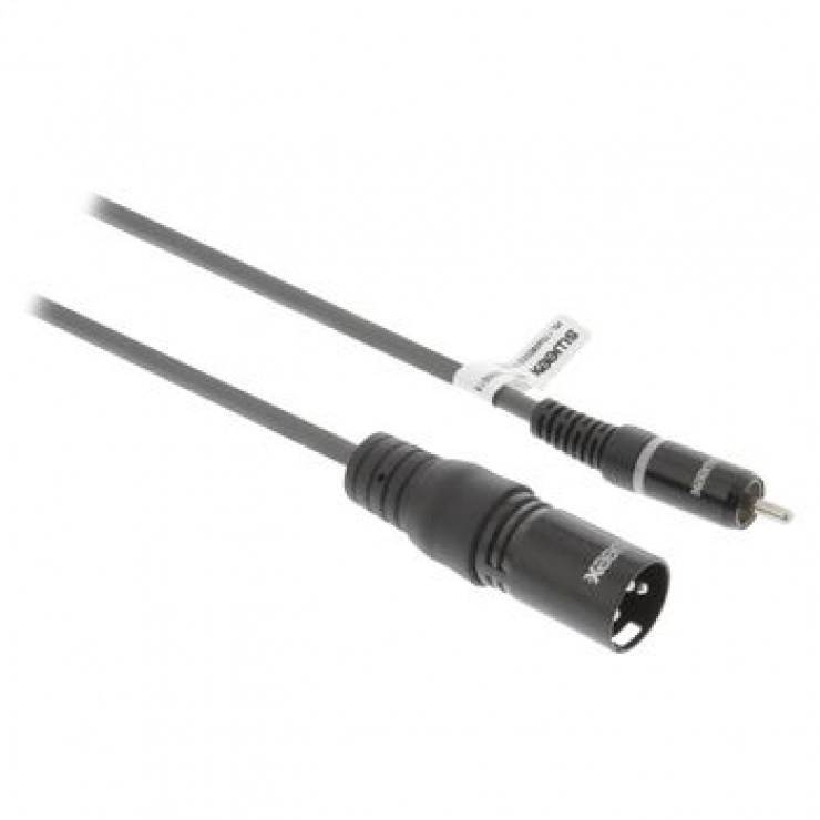 Imagine Cablu audio mono XLR 3 pini la RCA T-T 1.5m Gri, SWEEX SWOP15205E15-1