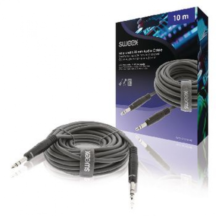 Imagine Cablu audio stereo jack 6.35mm T-T 10m Gri, SWEEX SWOP23020E100-2