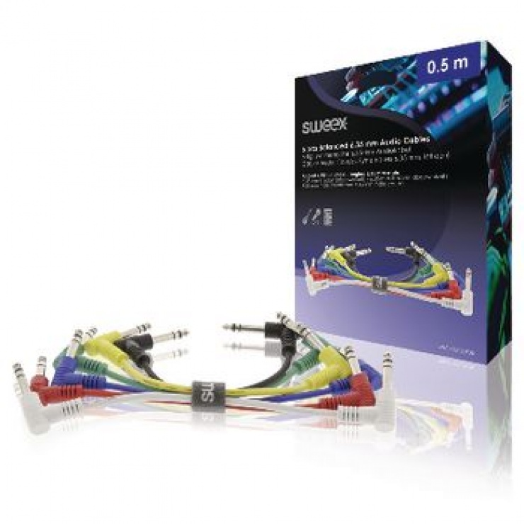 Imagine Set 6 cabluri audio jack 6.35mm mono T-T 0.5m, SWEEX SWOP23025E05-3
