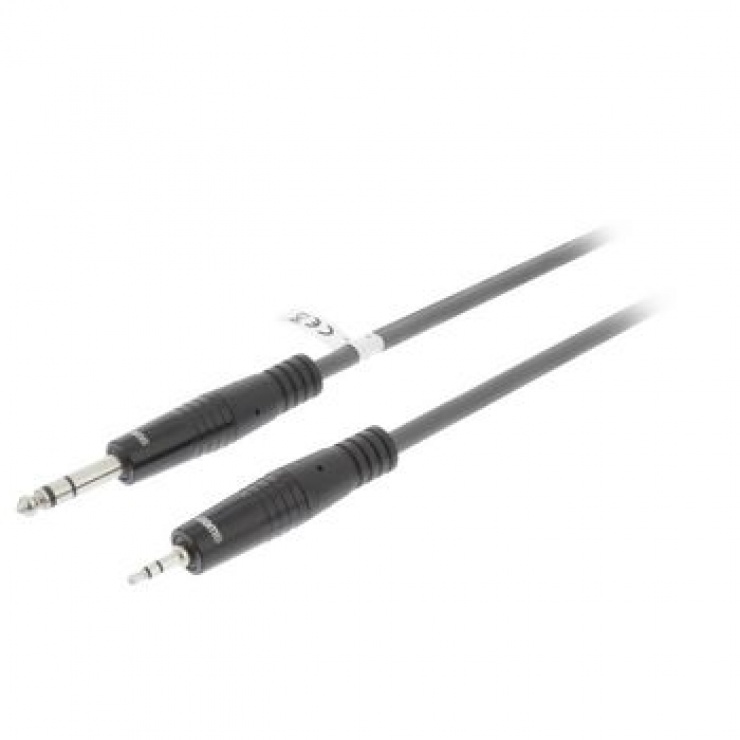 Imagine Cablu audio stereo jack 6.35mm la jack 3.5mm T-T 1.5m Gri, SWEEX SWOP23205E15