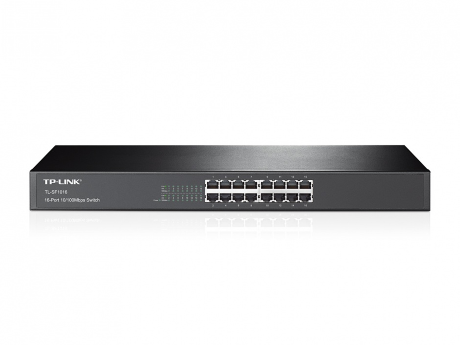 Imagine Switch 16-port-uri 10/100Mbps montabil in Rack, TP-LINK TL-SF1016