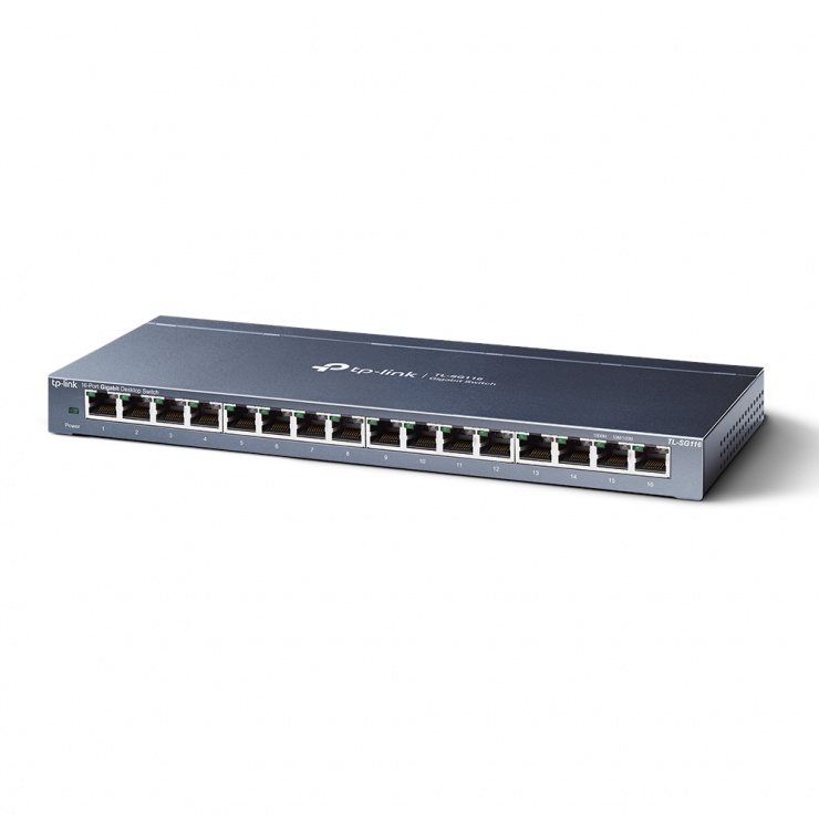 Imagine Switch desktop 16 porturi Gigabit carcasa metalica, TP-LINK TL-SG116-1