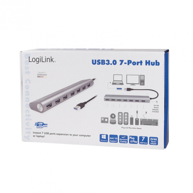 Imagine HUB carcasa metalica USB 3.0 cu 7 porturi, Logilink UA0308