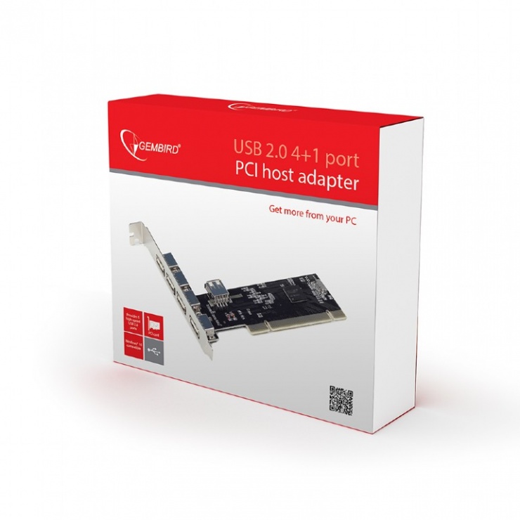 Imagine PCI cu 4 x USB 2.0, Gembird UPC-20-4P-1