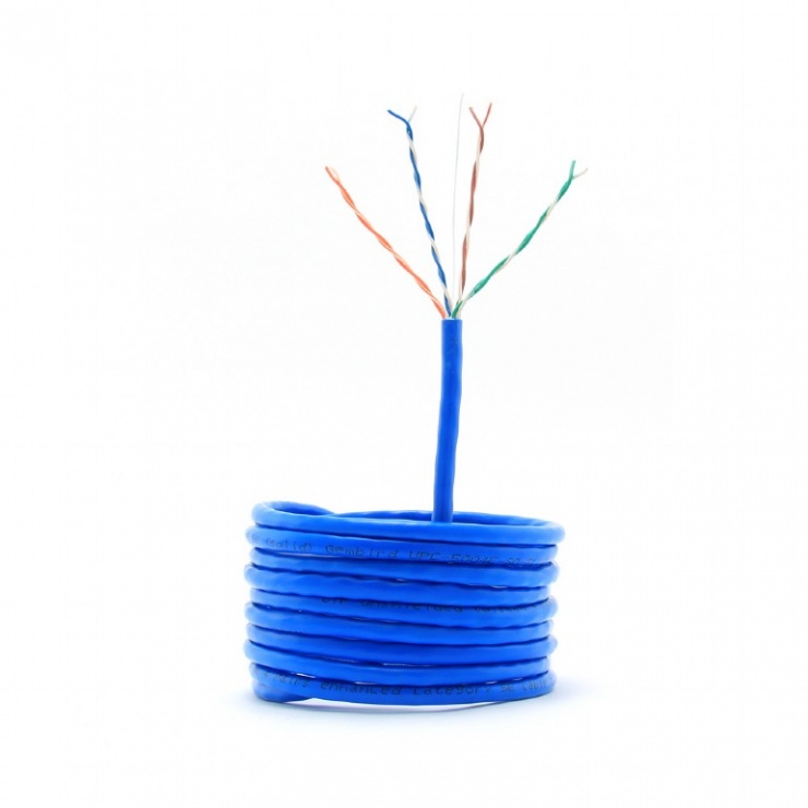 Imagine Rola cablu de retea UTP cat 5e fir solid 305m bleu, Gembird UPC-5004E-SO-BLUE