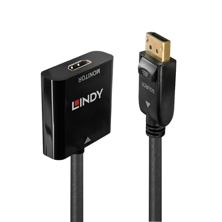 Imagine Adaptor DisplayPort 1.2 la HDMI 2.0 18G Activ T-M, Lindy L41068