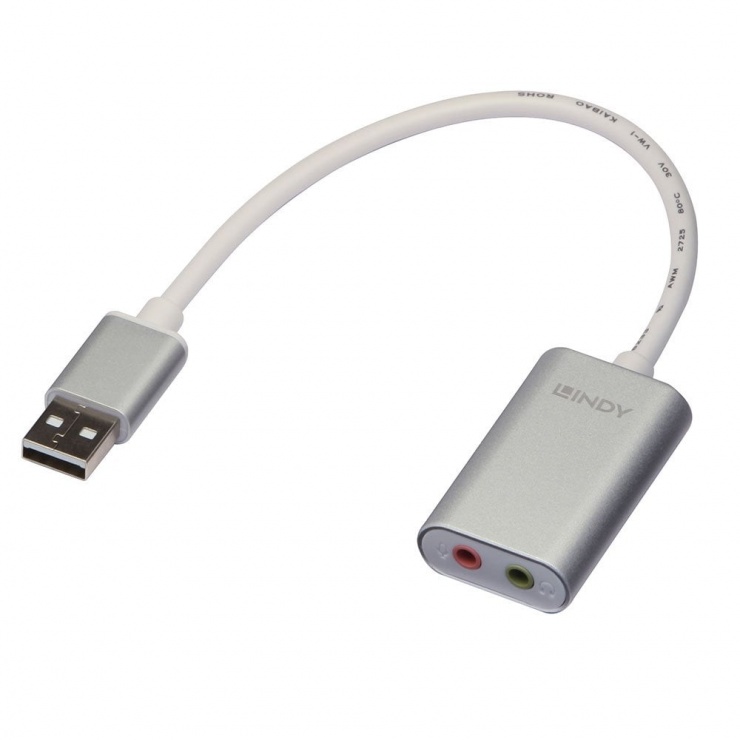 Imagine Placa de sunet USB-A la 2 x Jack 3.5mm, Lindy L42926-1