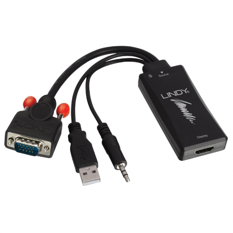 Imagine Convertor VGA la HDMI T-M cu audio si alimentare USB, Lindy L38183-1